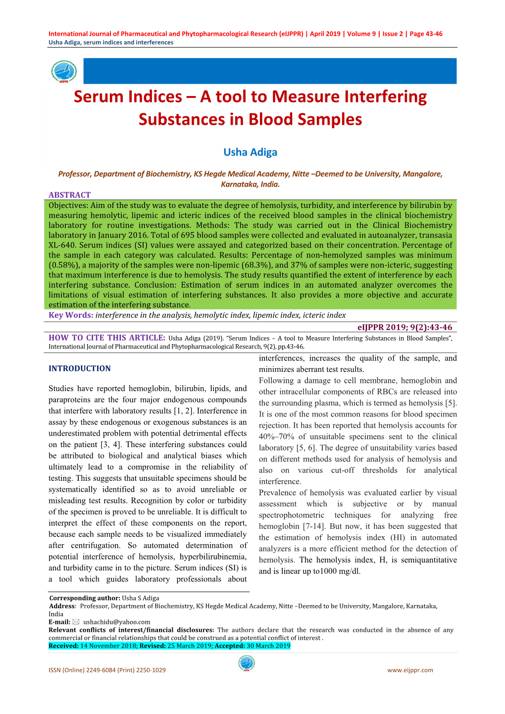 Serum Indices and Interferences