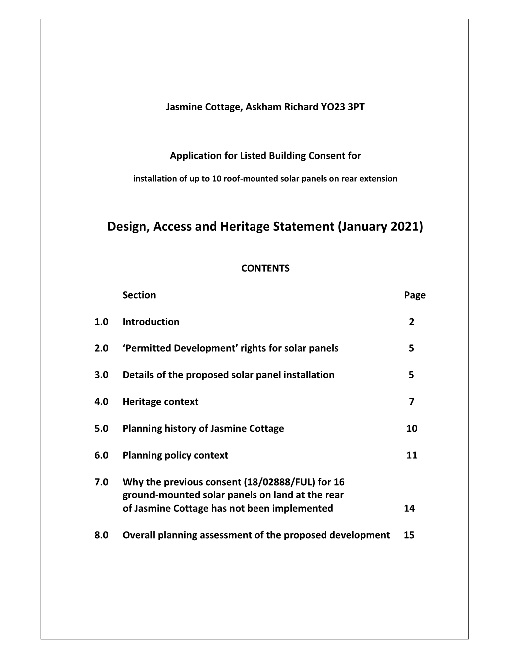 Design, Access and Heritage Statement (January 2021)