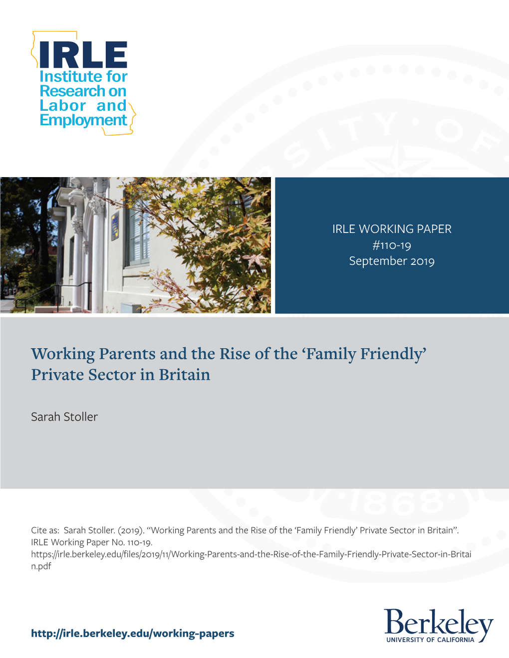 Working Parents and the Rise of the 'Family Friendly' Private Sector In