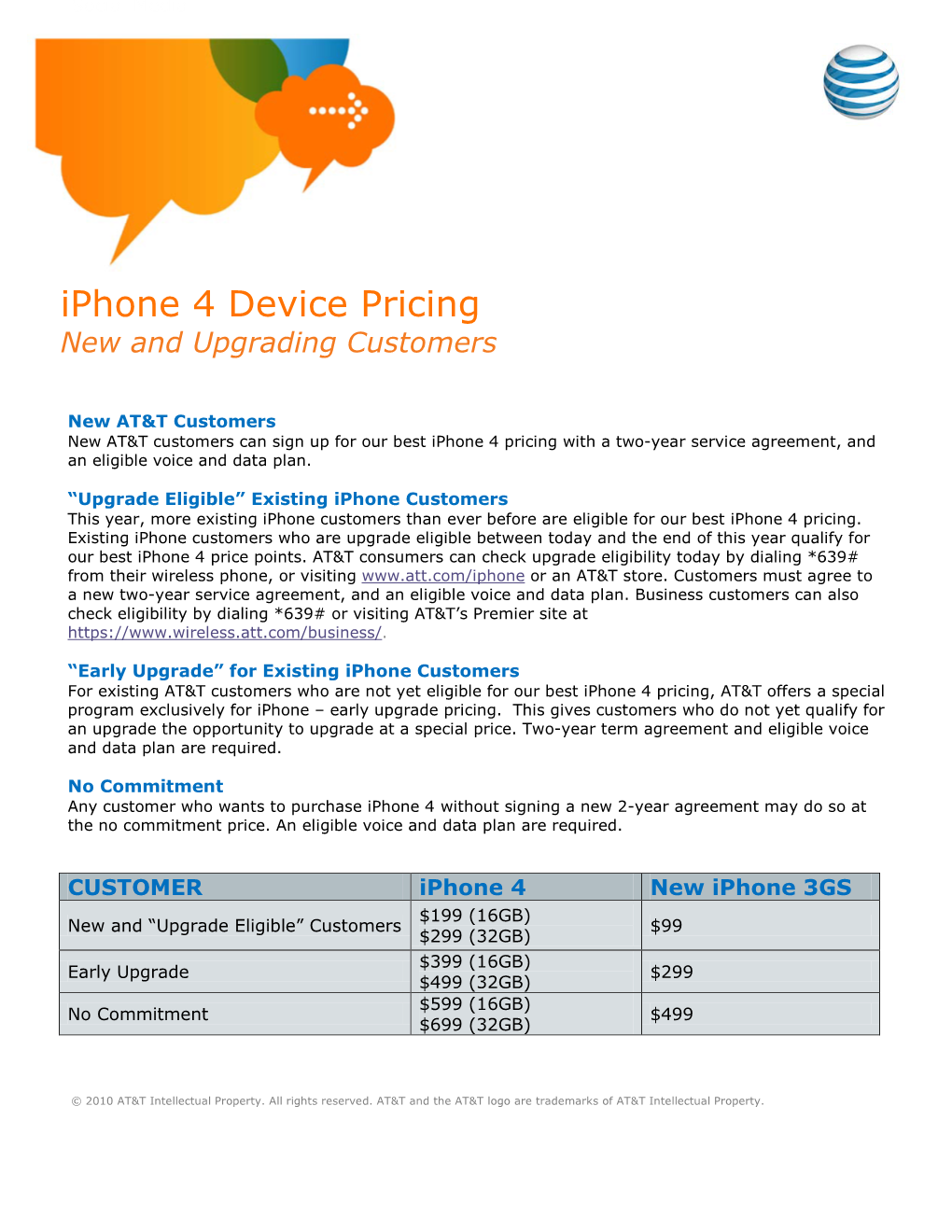 Iphone 4 Device Pricing New and Upgrading Customers