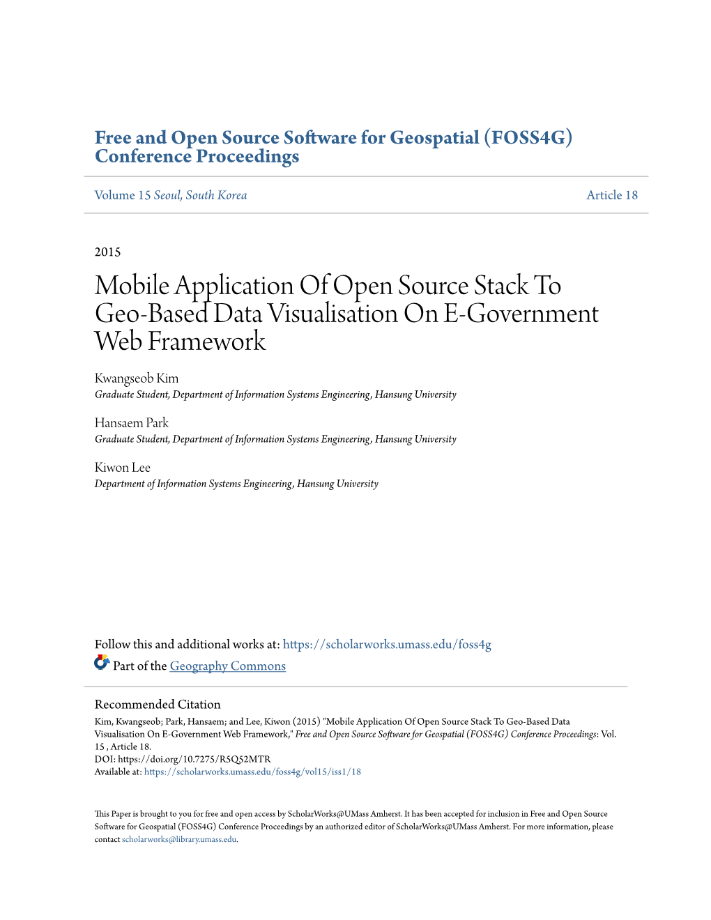 Mobile Application of Open Source Stack to Geo-Based Data