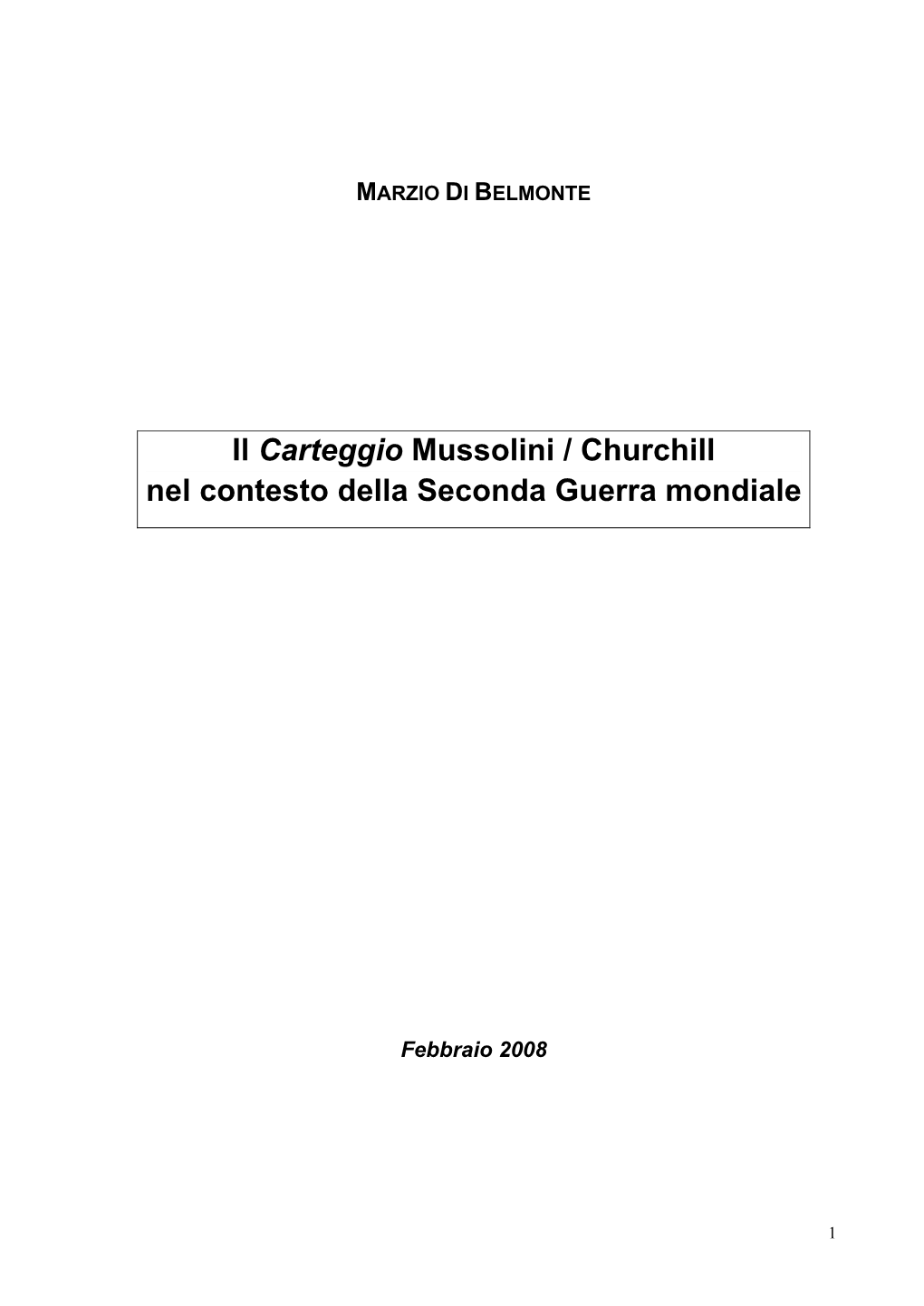 Il Carteggio Mussolini-Churchill