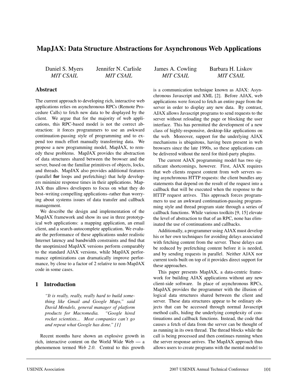 Data Structure Abstractions for Asynchronous Web Applications