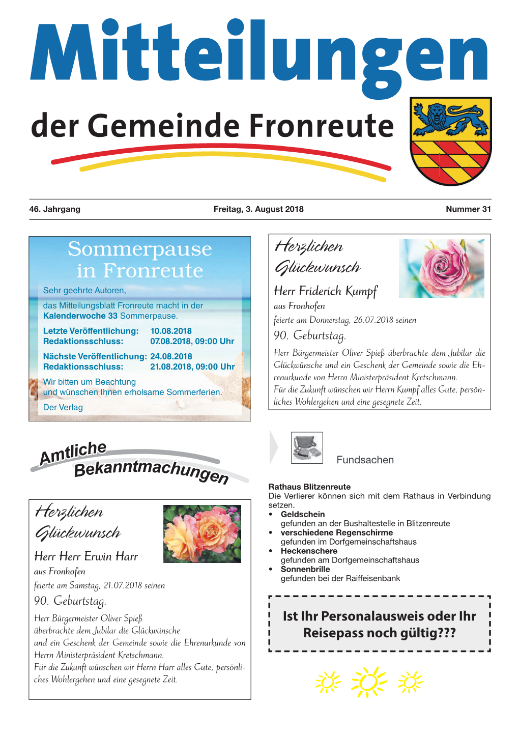 Sommerpause in Fronreute