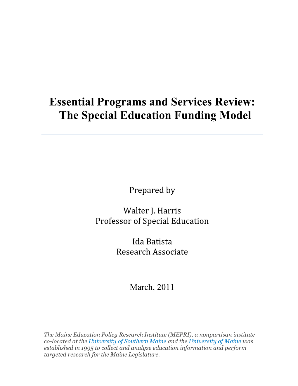 The Special Education Funding Model