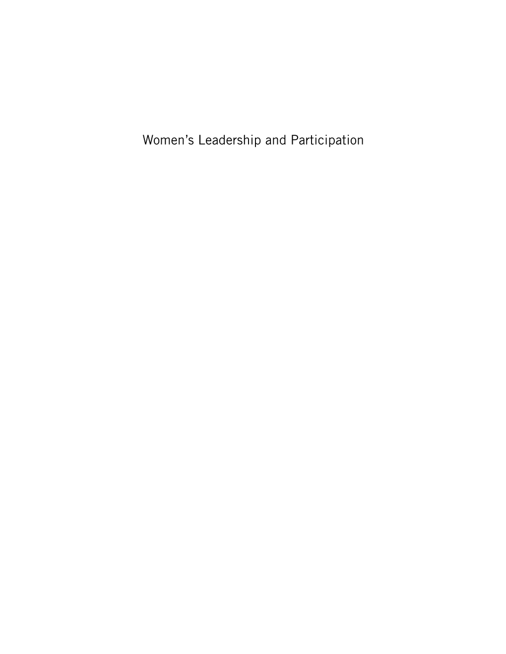 Women's Leadership and Participation: Case Studies On