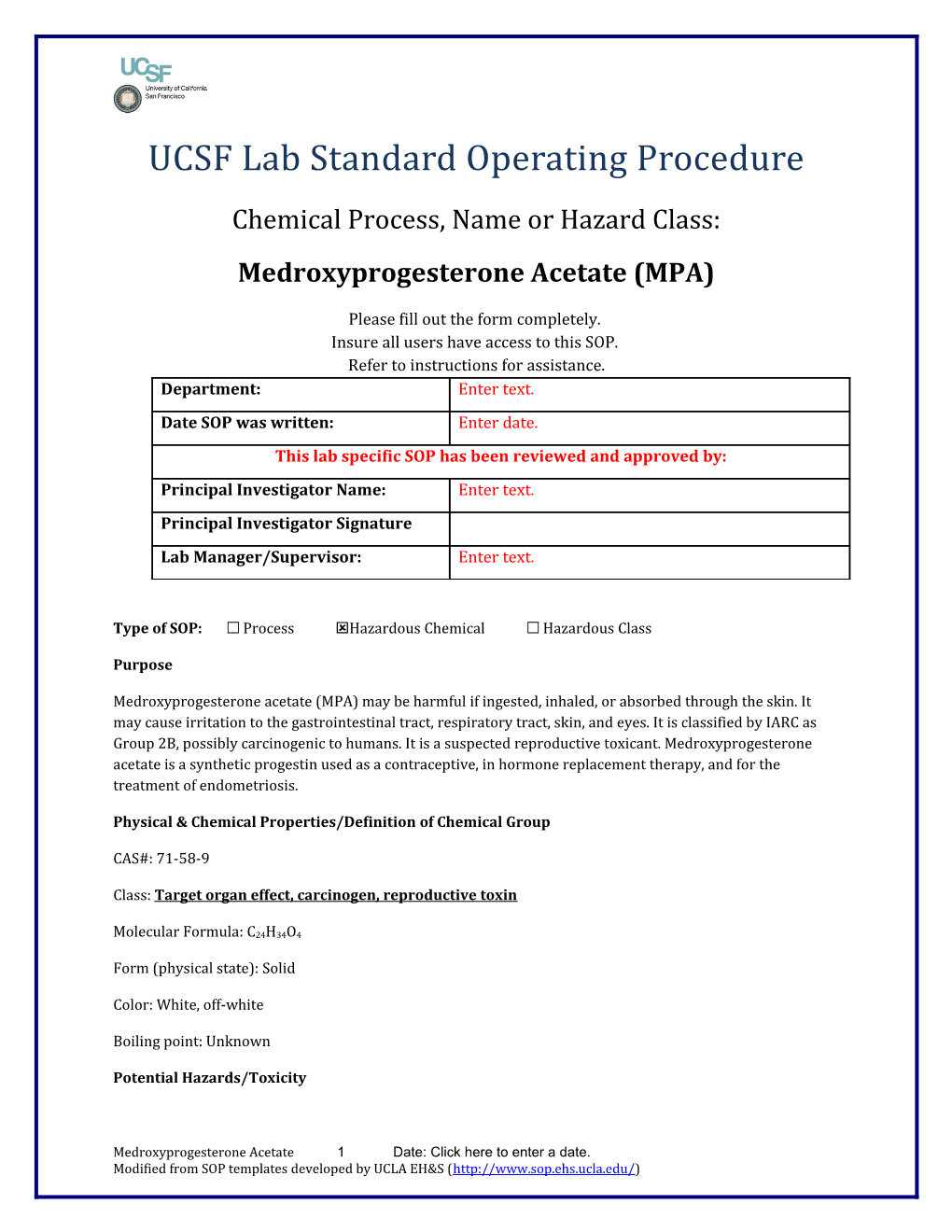 UCSF Lab Standard Operating Procedure s19