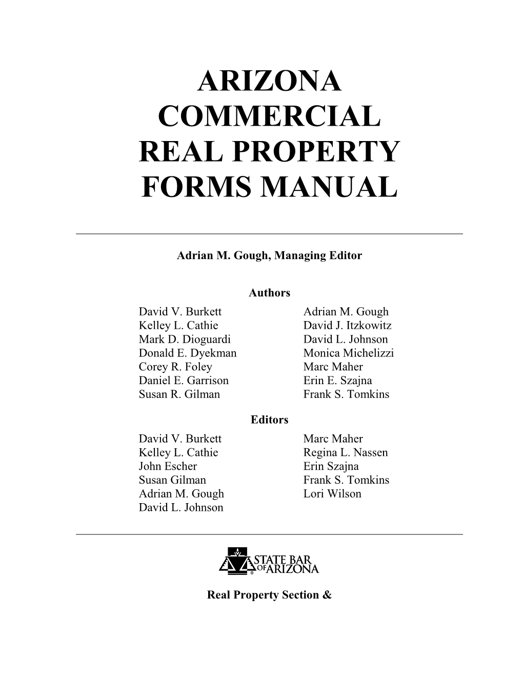 Arizona Commercial Real Property Forms Manual