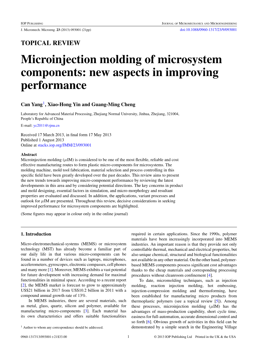 Microinjection Molding of Microsystem Components: New Aspects in Improving Performance