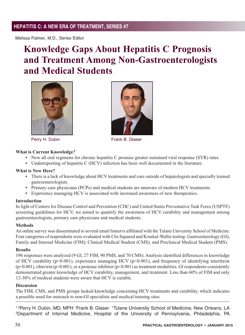 Knowledge Gaps About Hepatitis C Prognosis and Treatment Among Non-Gastroenterologists and Medical Students