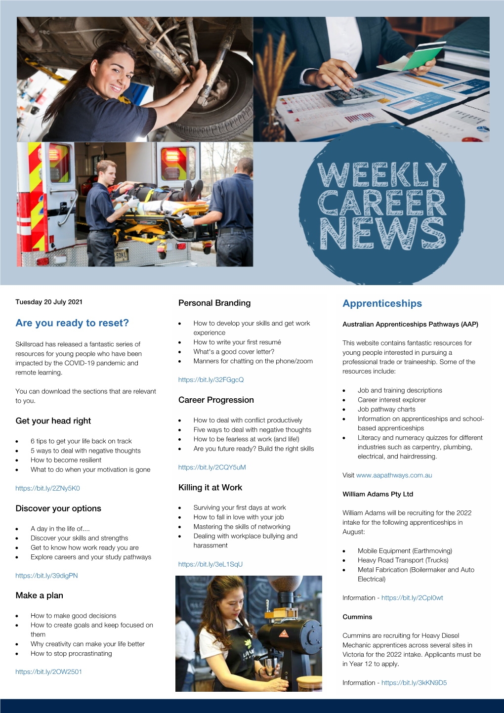 Weekly Careers News 20 July 2021