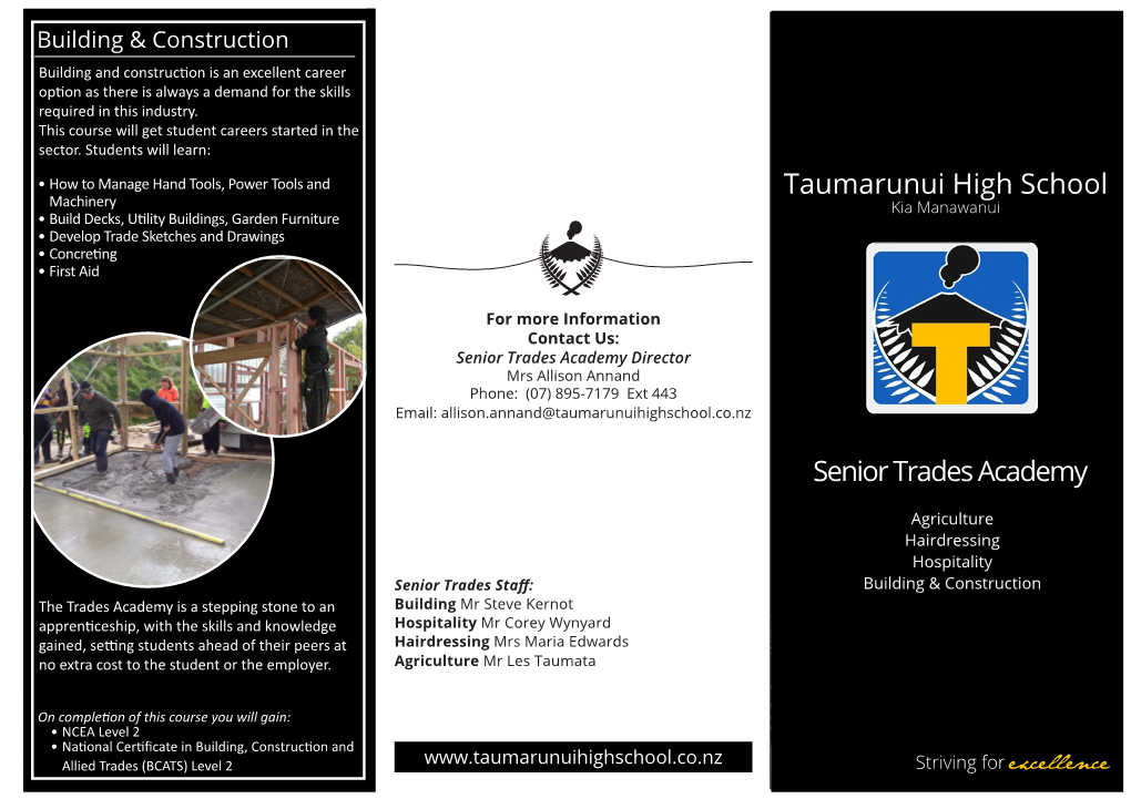 Taumarunui High School Senior Trades Academy