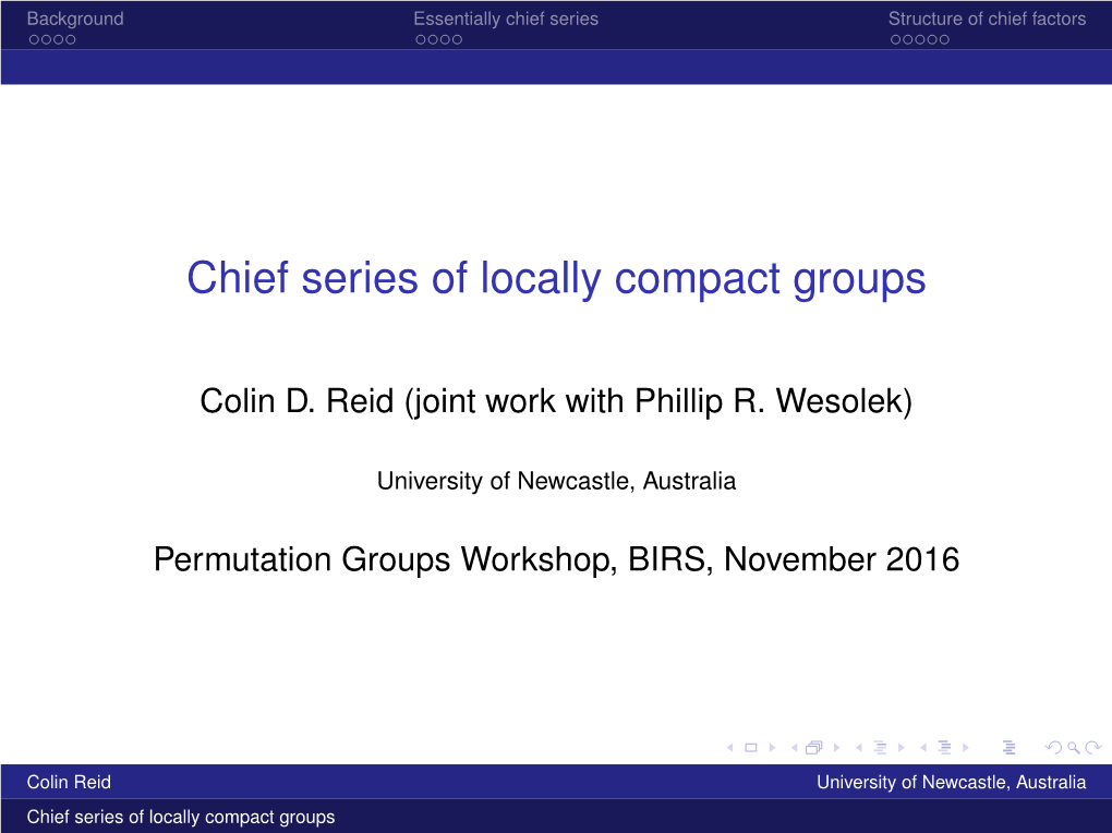 Chief Series of Locally Compact Groups