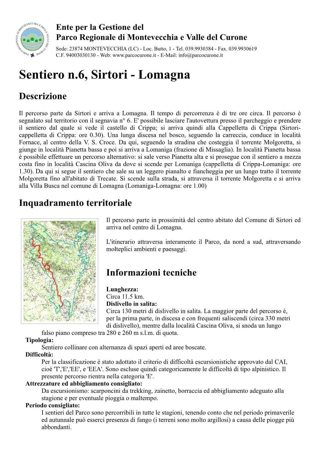 Sentiero N.6, Sirtori - Lomagna