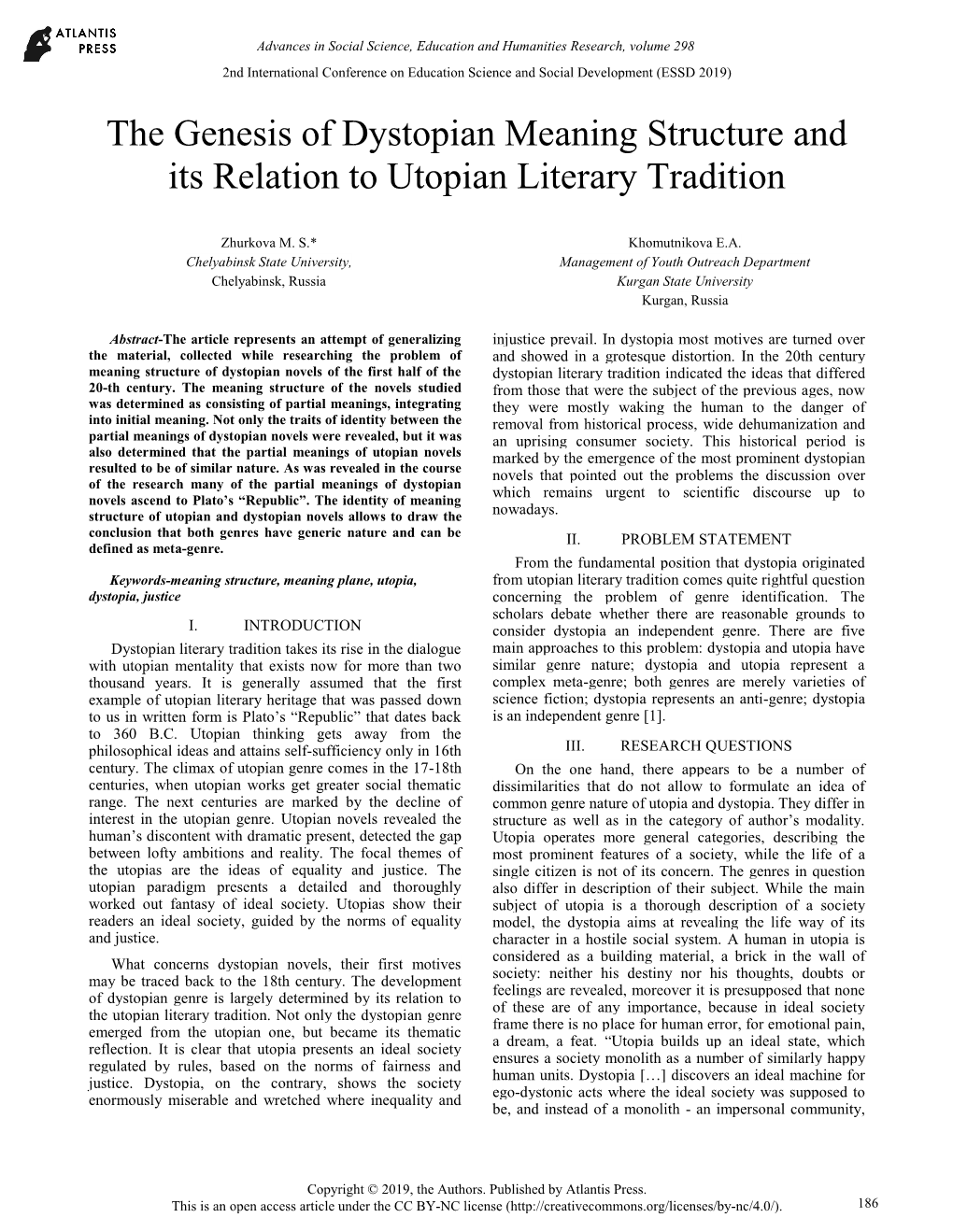 The Genesis of Dystopian Meaning Structure and Its Relation to Utopian Literary Tradition