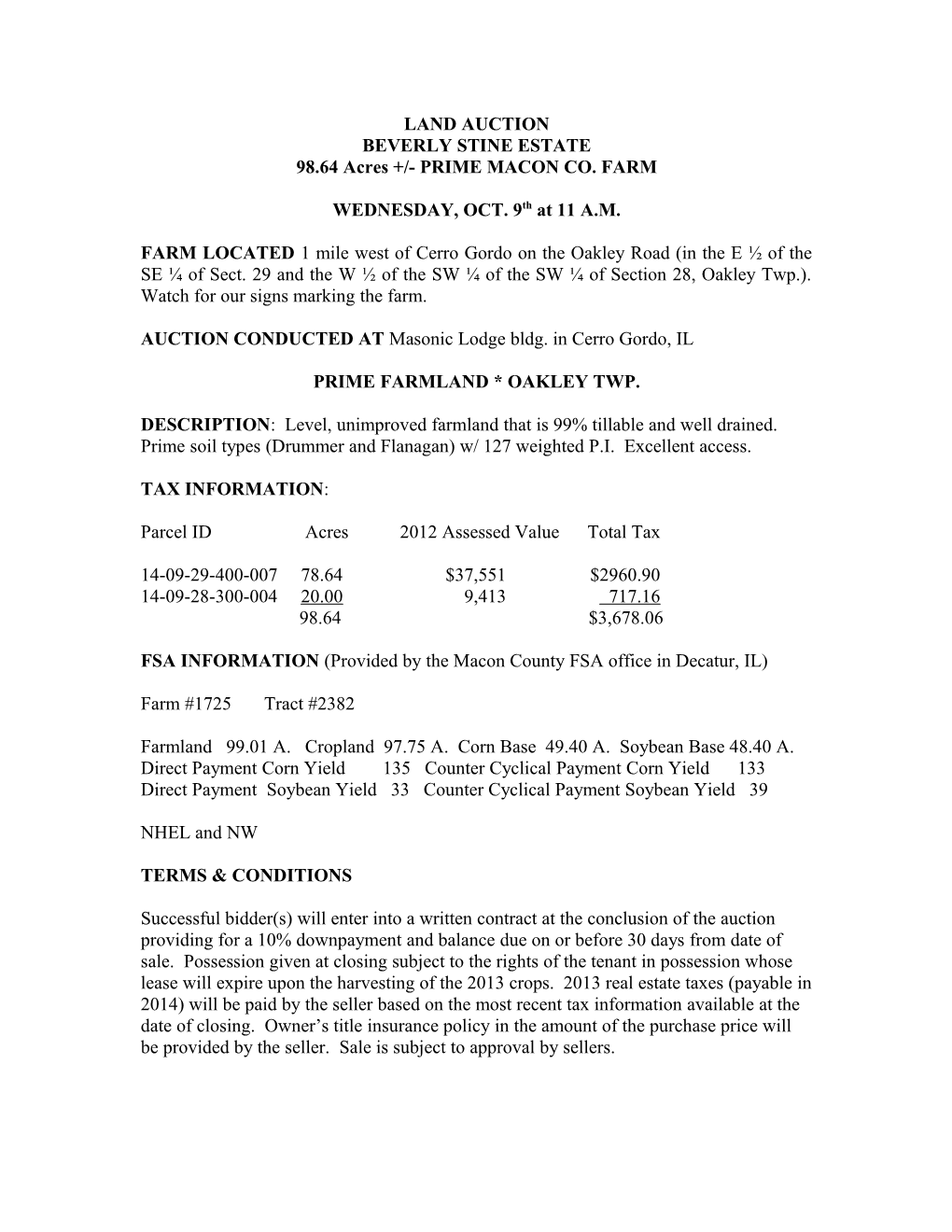 98.64 Acres +/- PRIME MACON CO. FARM