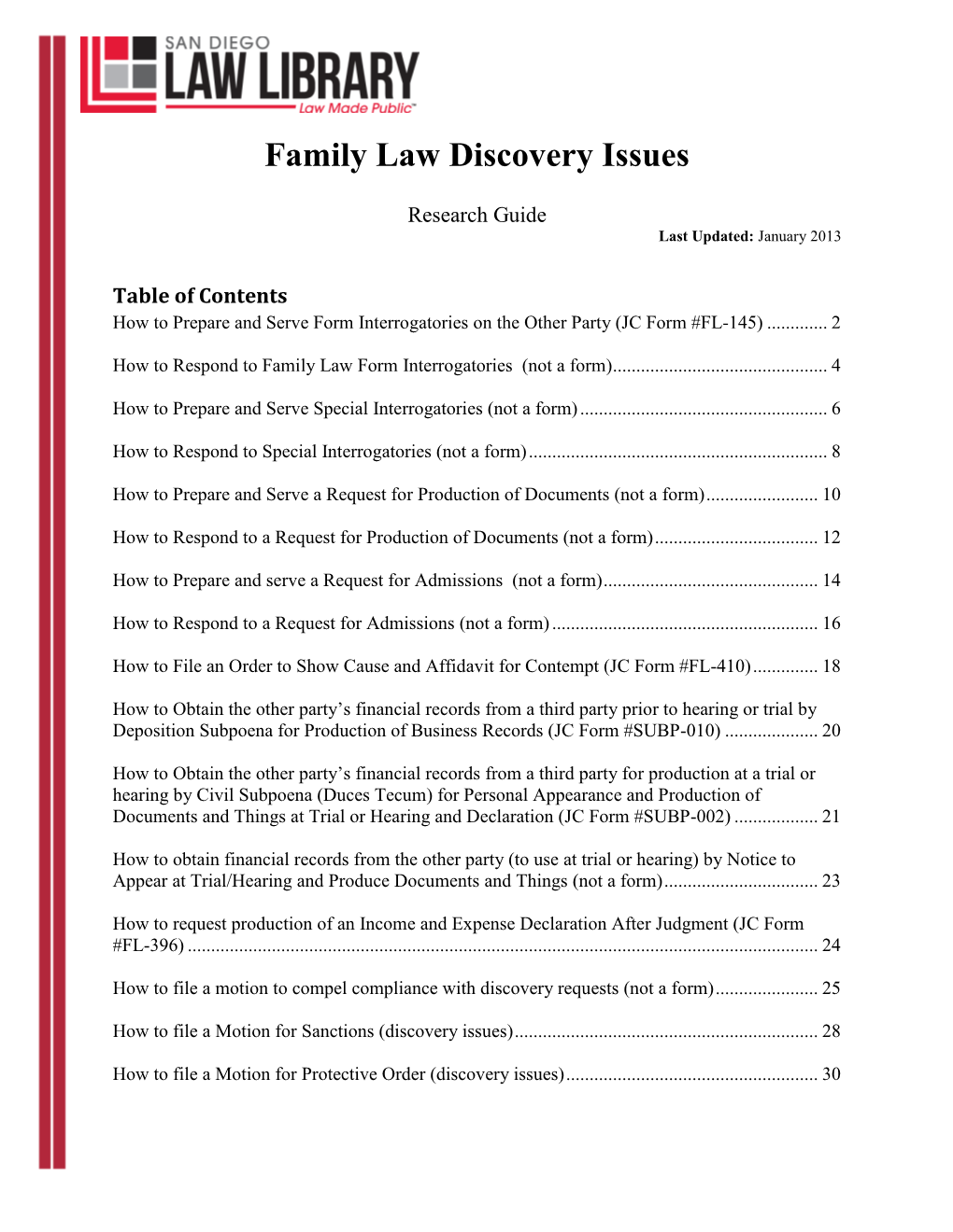 Family Law Discovery Issues