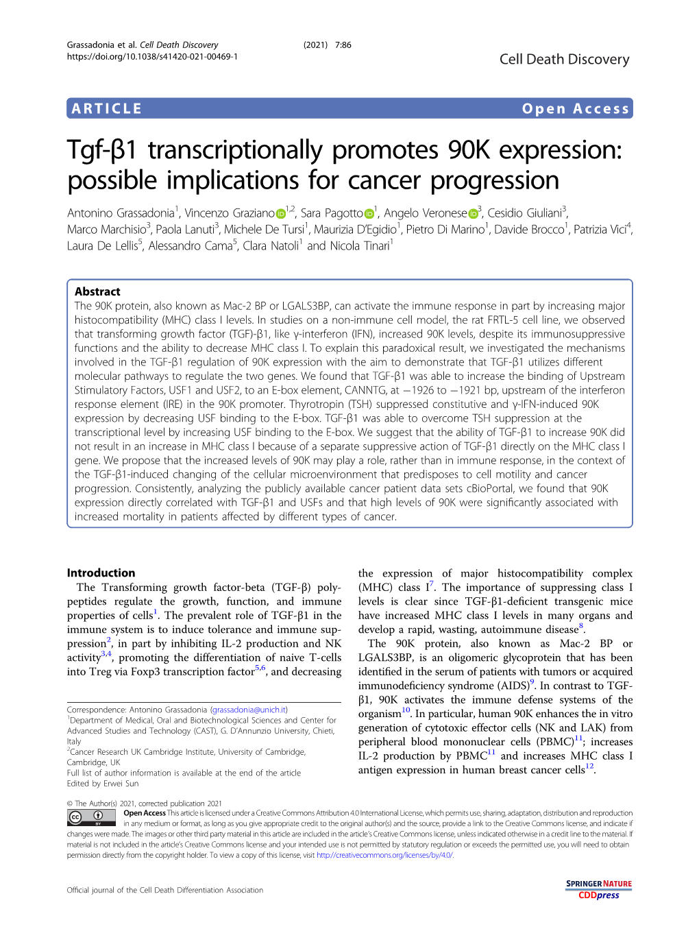 Tgf-Β1 Transcriptionally Promotes 90K Expression