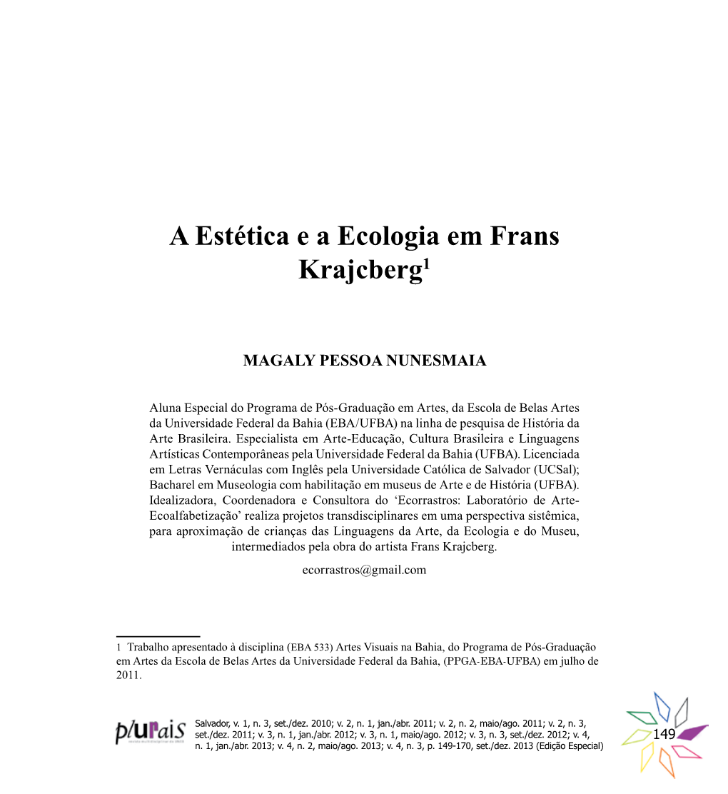 A Estética E a Ecologia Em Frans Krajcberg1