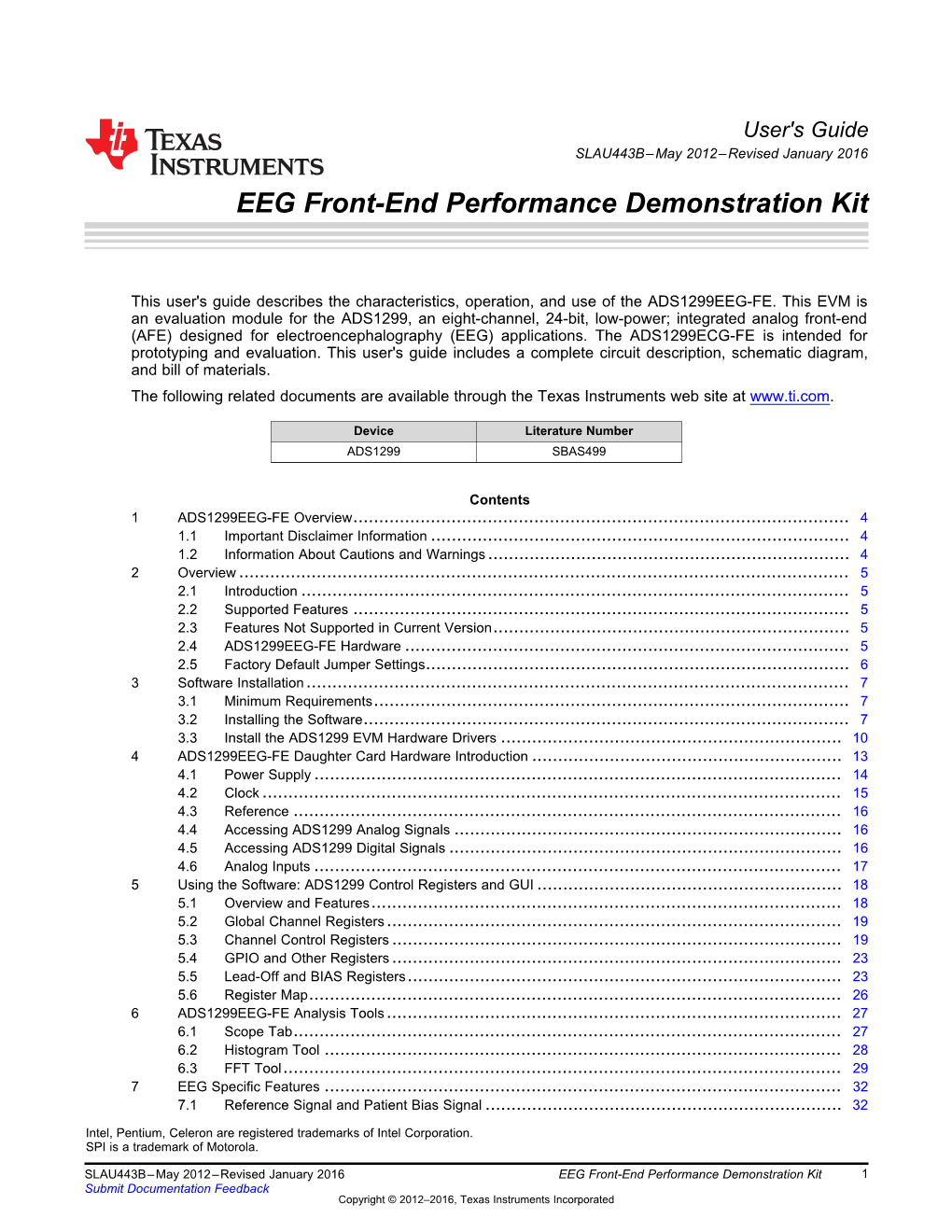 ADS1299EEG-FE EEG Front-End Performance Demonstration