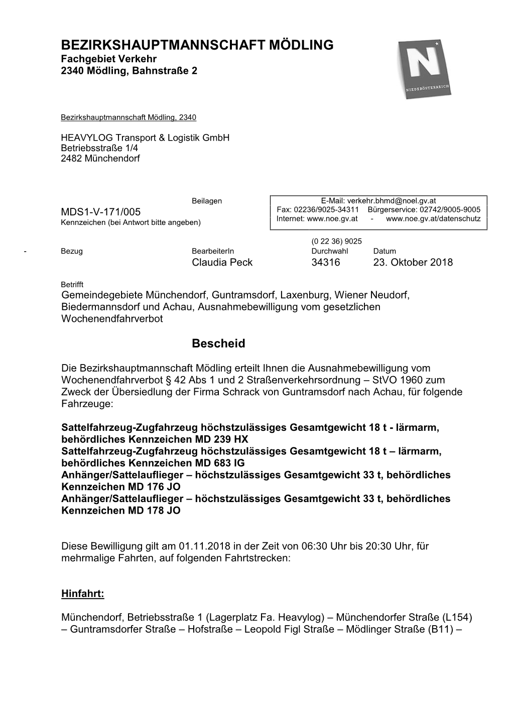 BEZIRKSHAUPTMANNSCHAFT MÖDLING Fachgebiet Verkehr 2340 Mödling, Bahnstraße 2