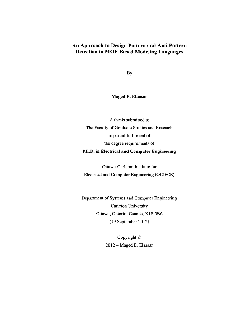 An Approach to Design Pattern and Anti-Pattern Detection in MOF-Based Modeling Languages