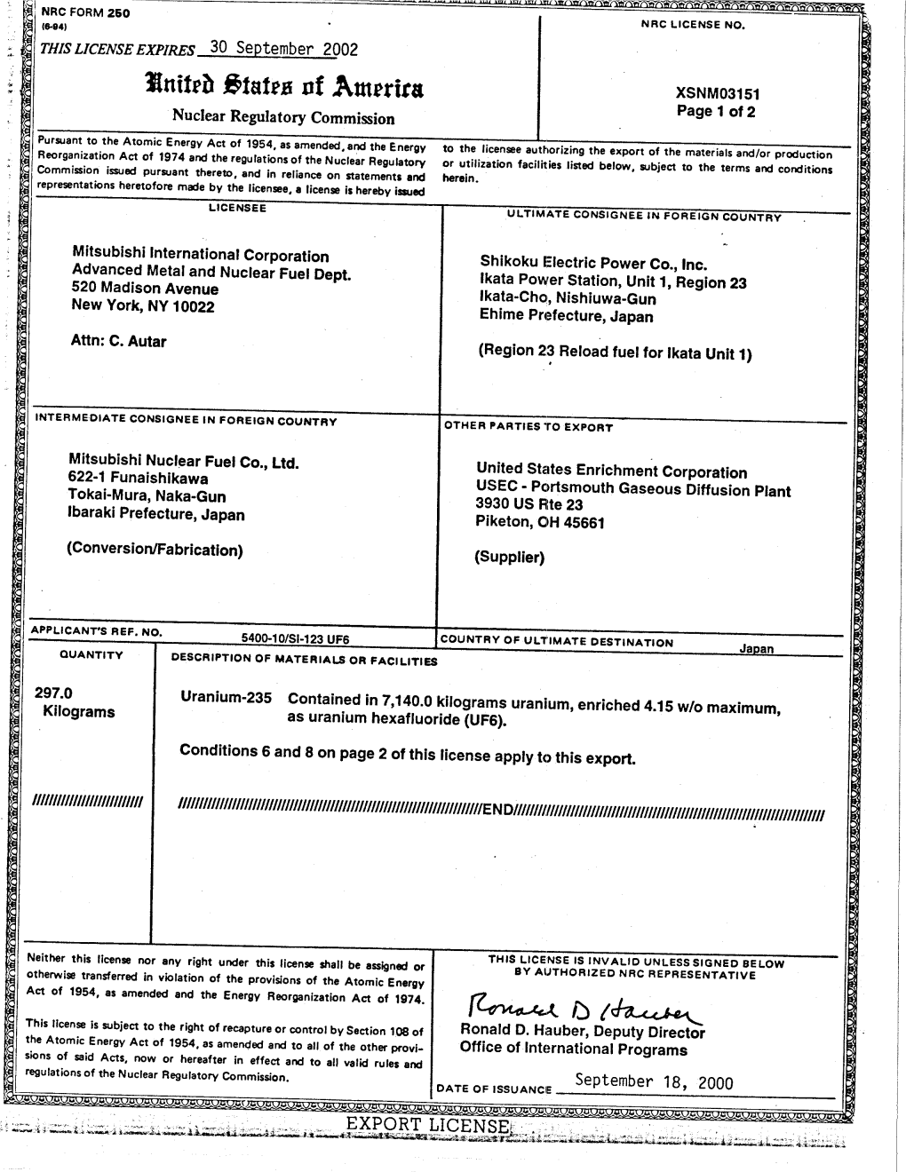 XSNM-3151 License Issued