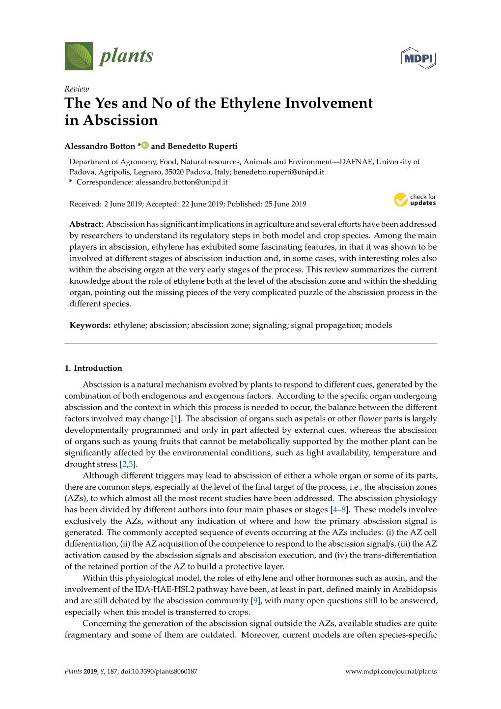 The Yes and No of the Ethylene Involvement in Abscission