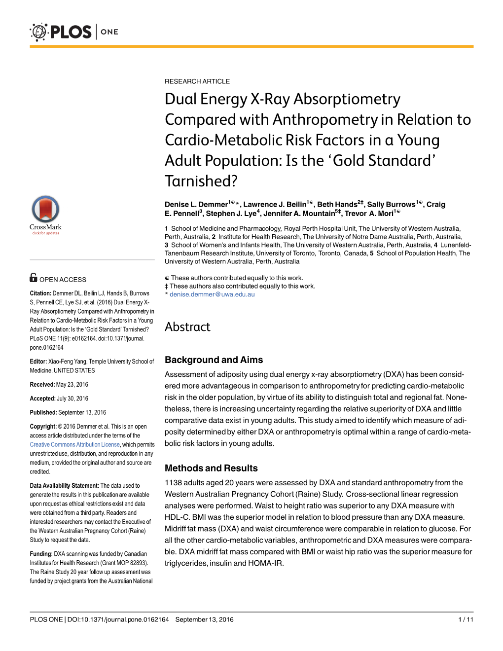 Dual Energy X-Ray Absorptiometry Compared With