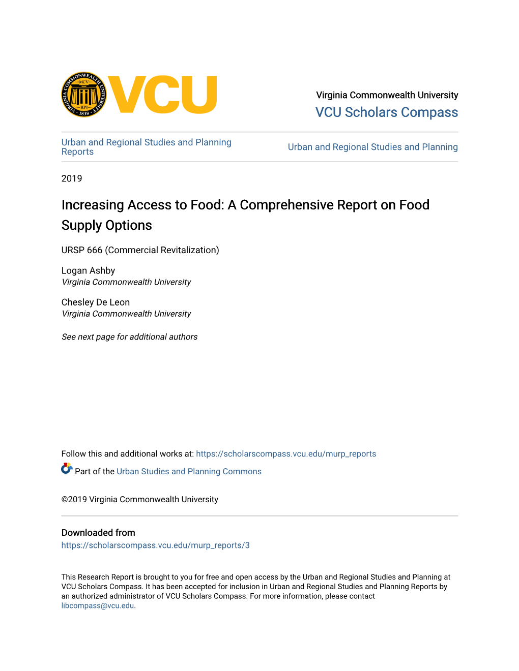 A Comprehensive Report on Food Supply Options