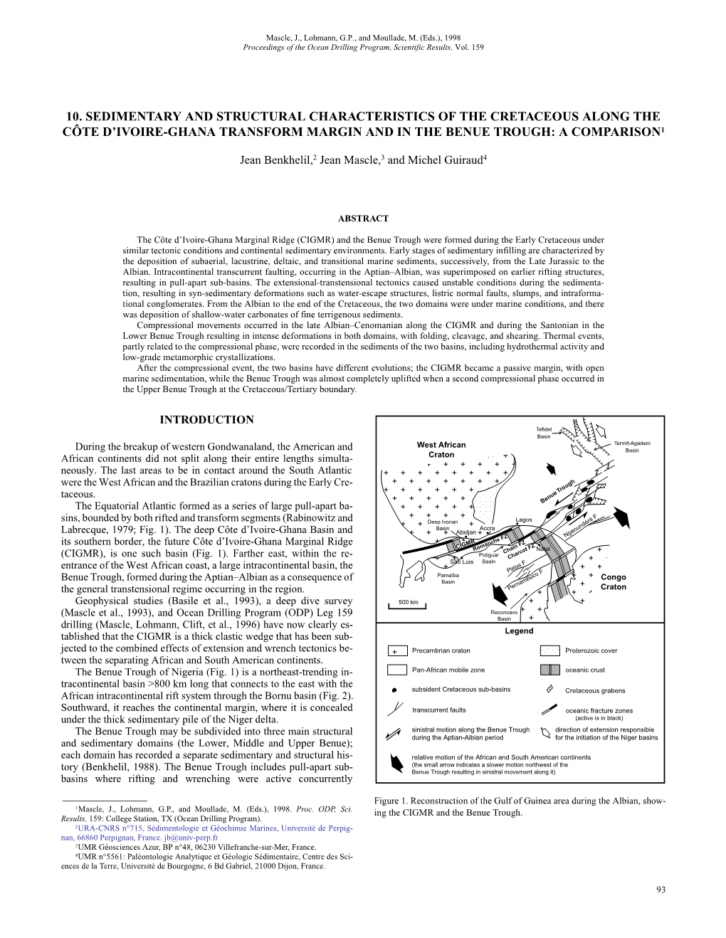 10. Sedimentary and Structural Characteristics of the Cretaceous Along the Côte D’Ivoire-Ghana Transform Margin and in the Benue Trough: a Comparison1