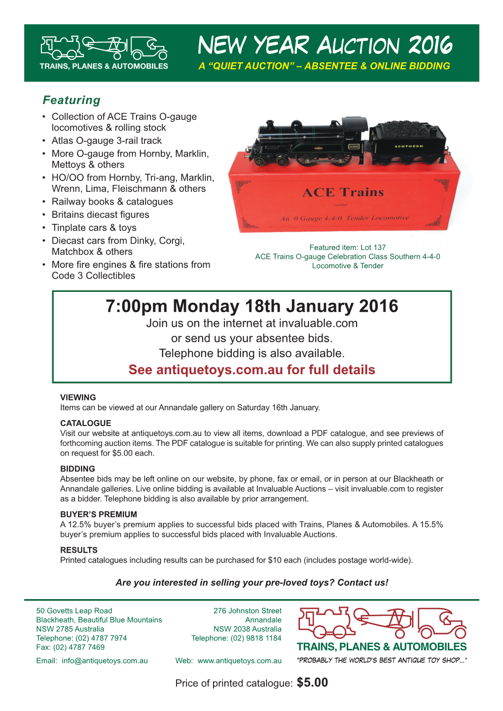 New Year Auction 2016 Catalogue