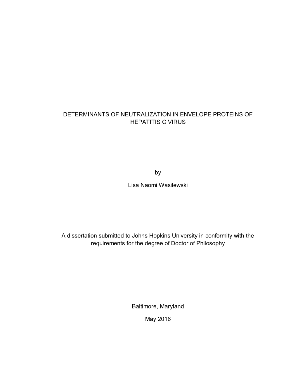 Determinants of Neutralization in Envelope Proteins of Hepatitis C Virus