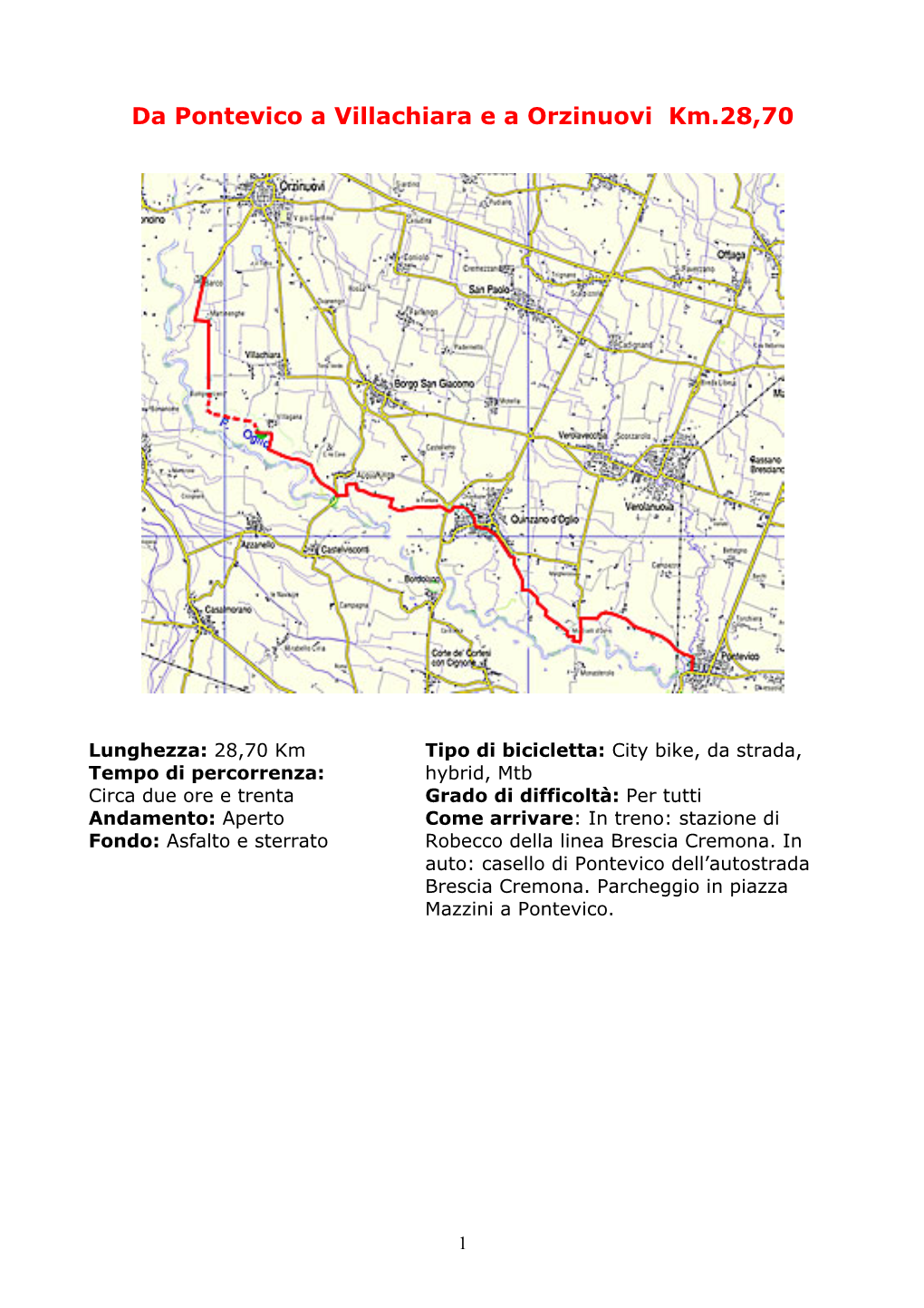 Da Pontevico a Villachiara E a Orzinuovi Km.28,70