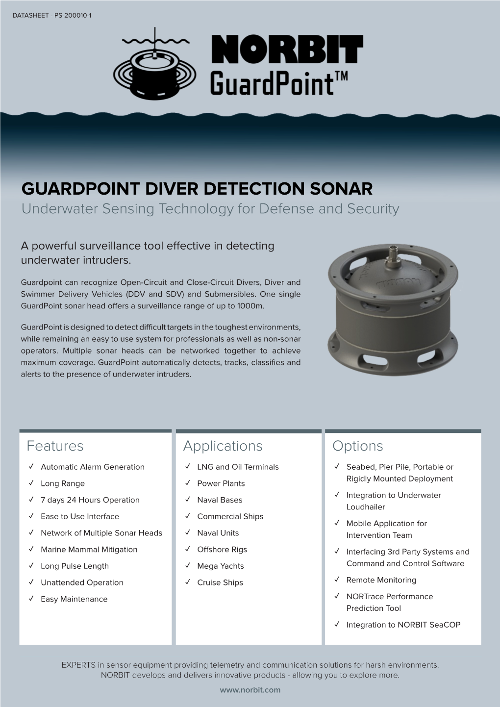 GUARDPOINT DIVER DETECTION SONAR Underwater Sensing Technology for Defense and Security