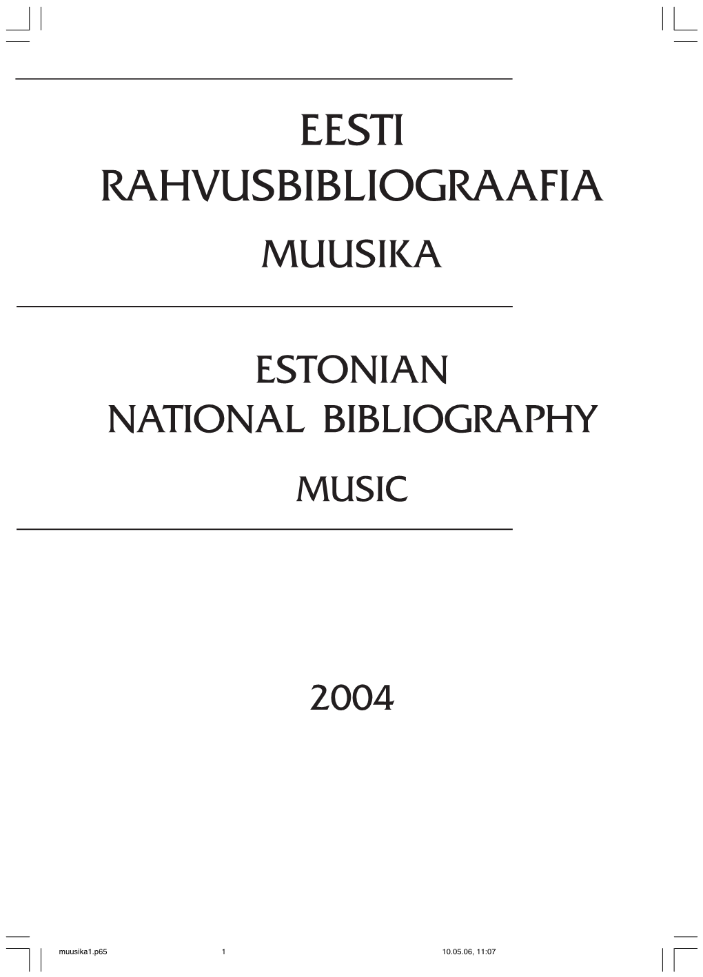 Eesti Rahvusbibliograafia Muusika