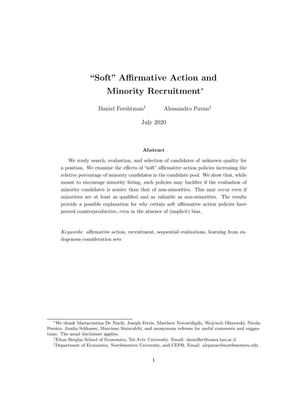 ``Soft'' Affirmative Action and Minority Recruitment