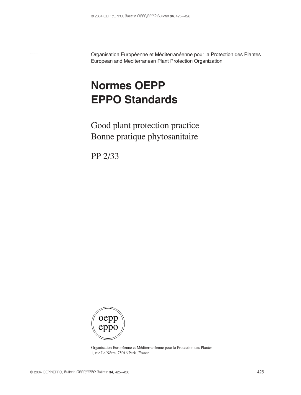 Normes OEPP EPPO Standards