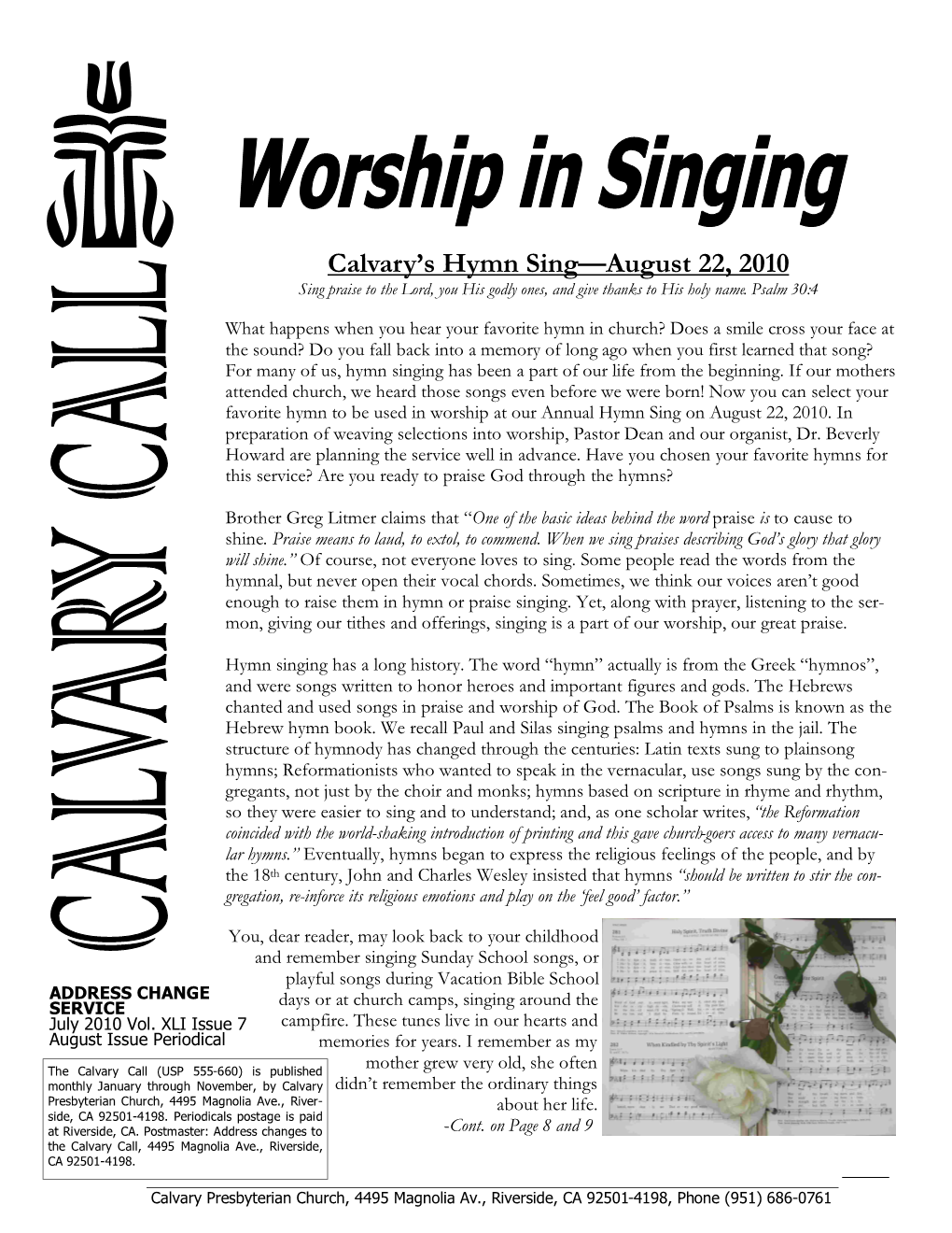 Calvary's Hymn Sing—August 22, 2010