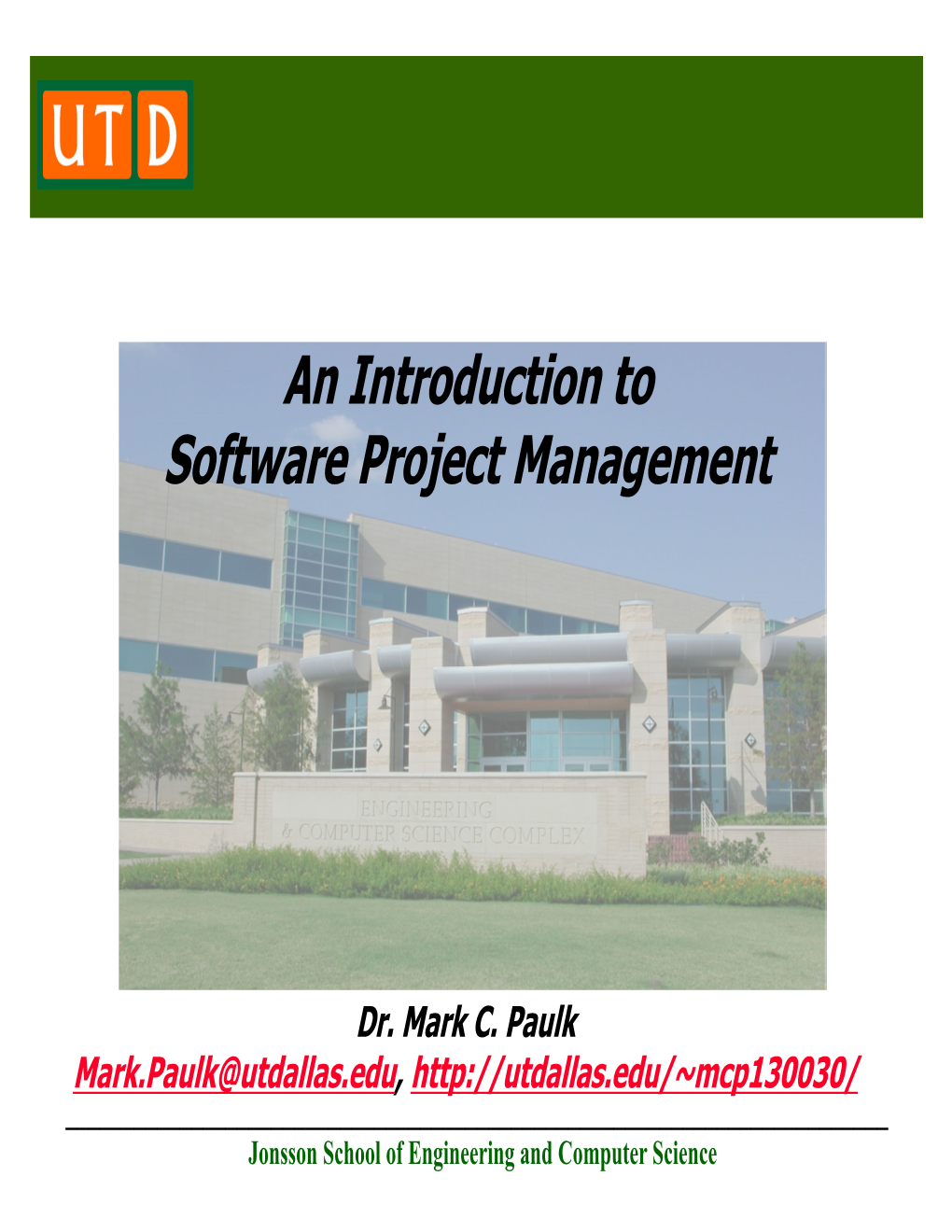 An Introduction to Software Project Management
