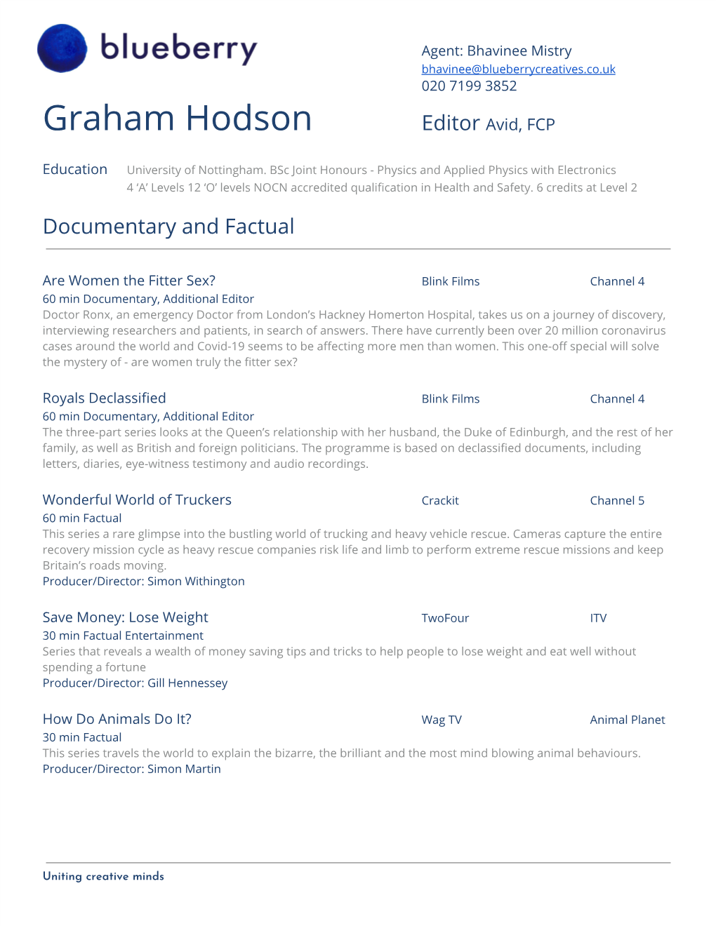 Graham Hodson Editor A​ Vid, FCP