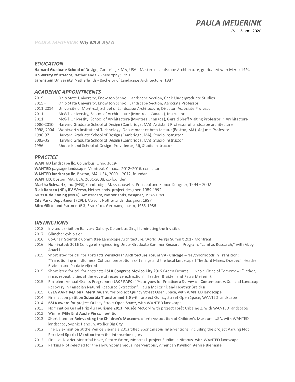 PAULA MEIJERINK CV 8 April 2020