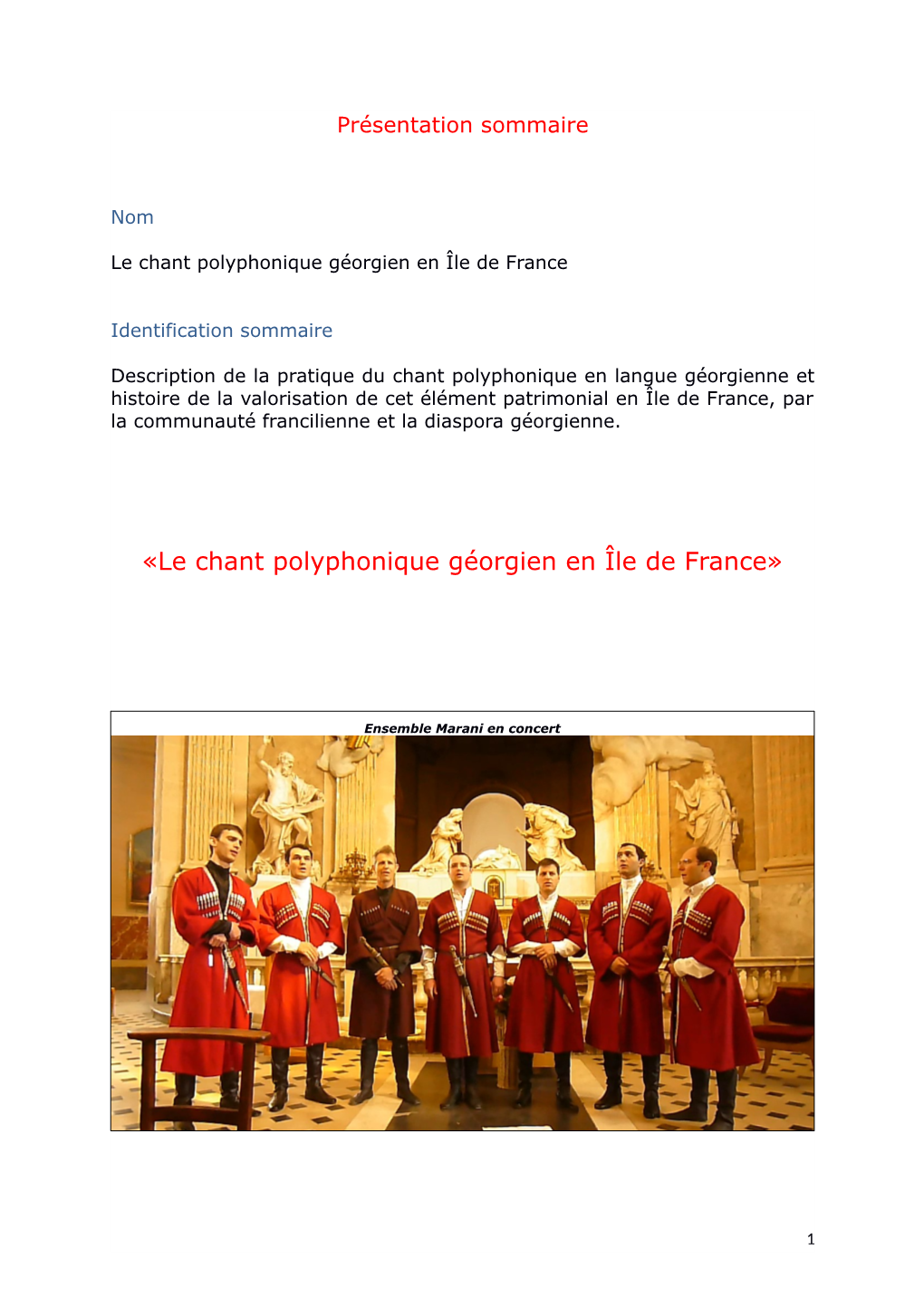 «Le Chant Polyphonique Géorgien En Île De France»