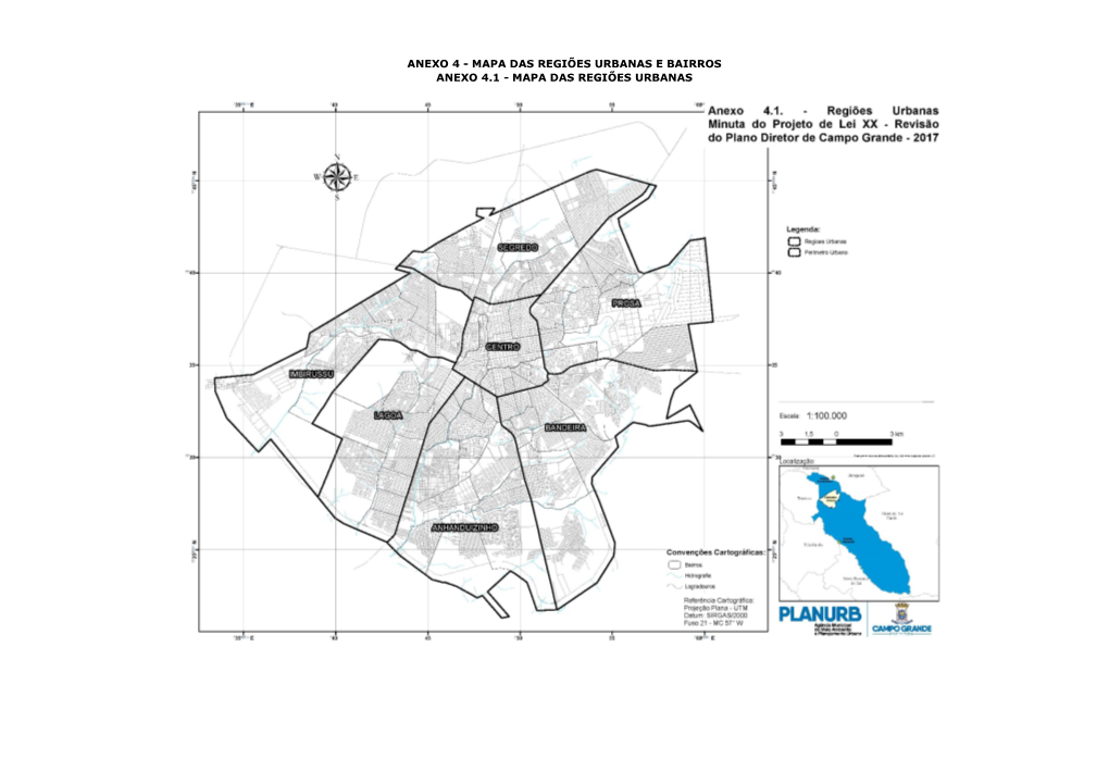 Mapa Das Regiões Urbanas E Bairros Anexo 4.1 - Mapa Das Regiões Urbanas