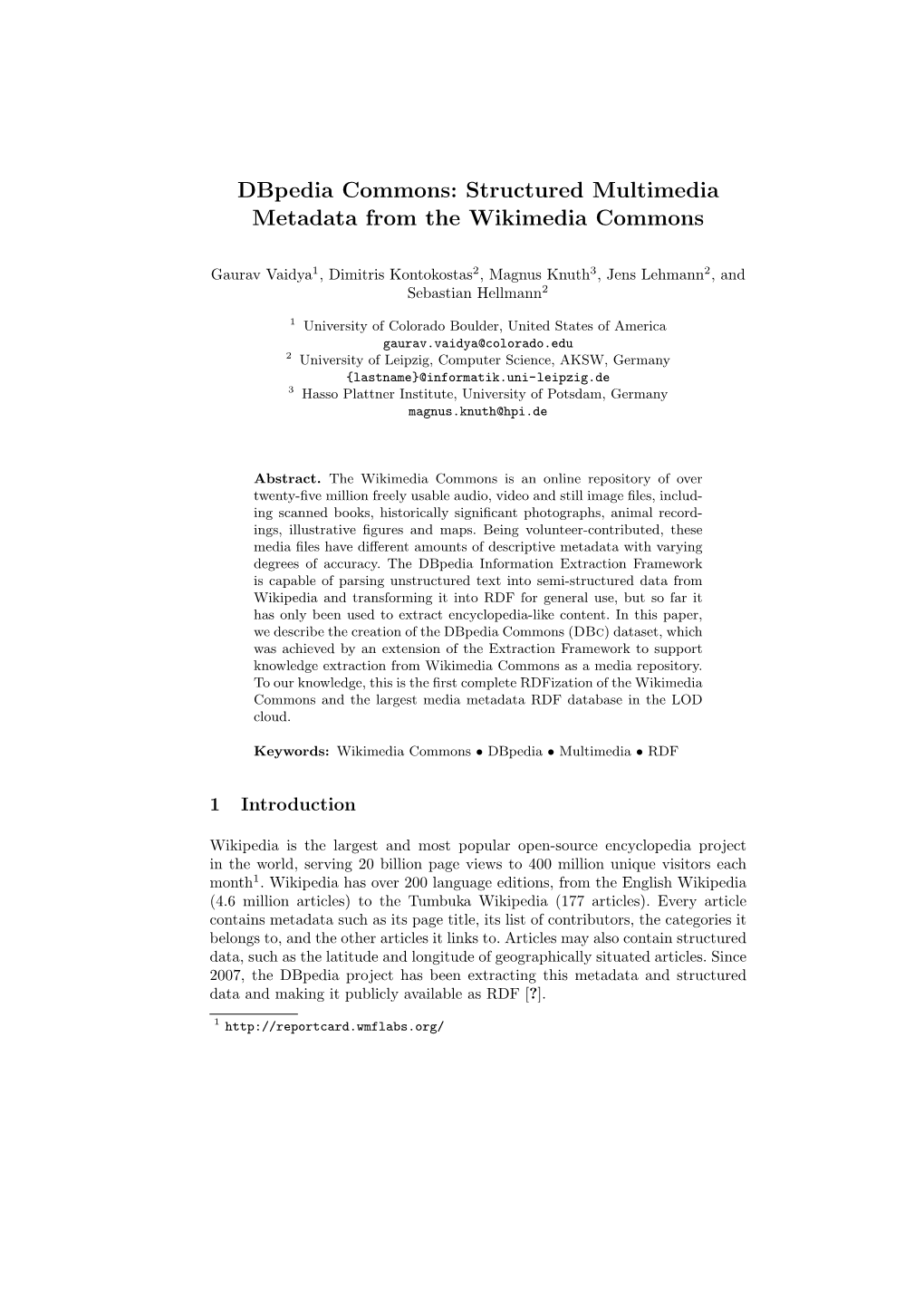 Dbpedia Commons: Structured Multimedia Metadata from the Wikimedia Commons