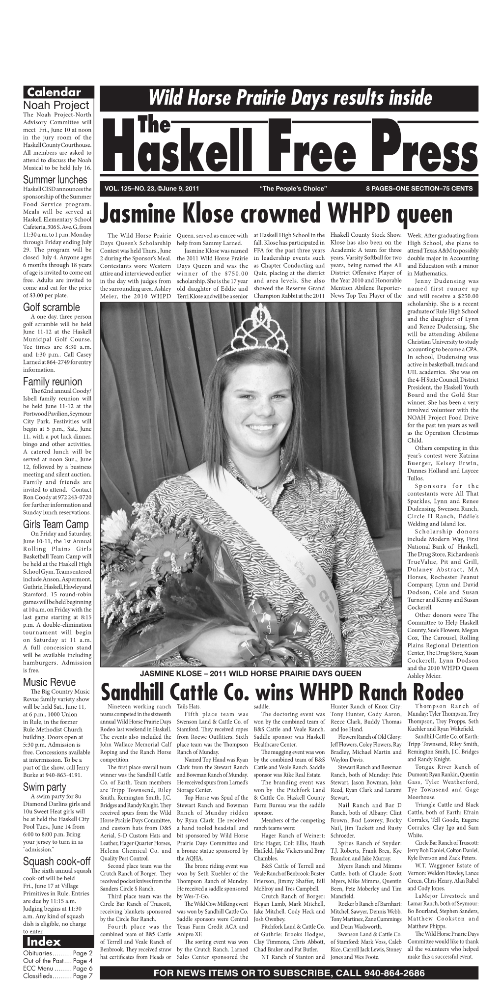 Jasmine Klose Crowned WHPD Queen Cafeteria, 306 S