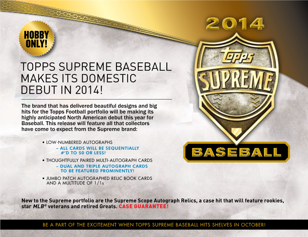 Baseball Makes Its Domestic Debut in 2014!