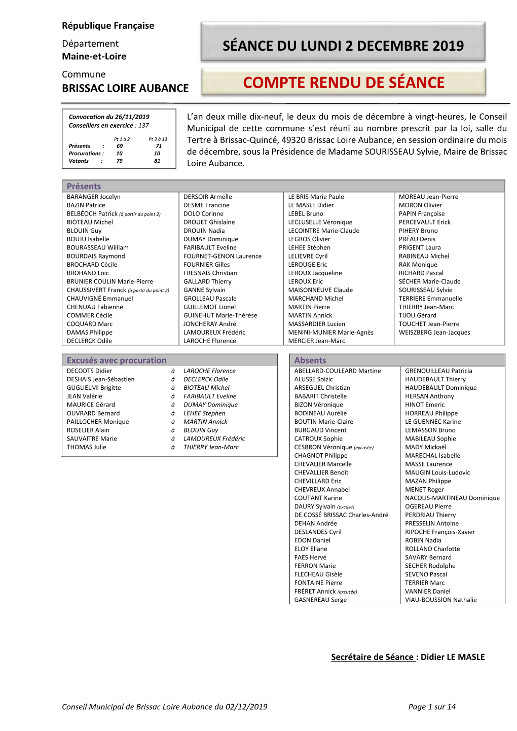 COMPTE RENDU Du 2019-12-02