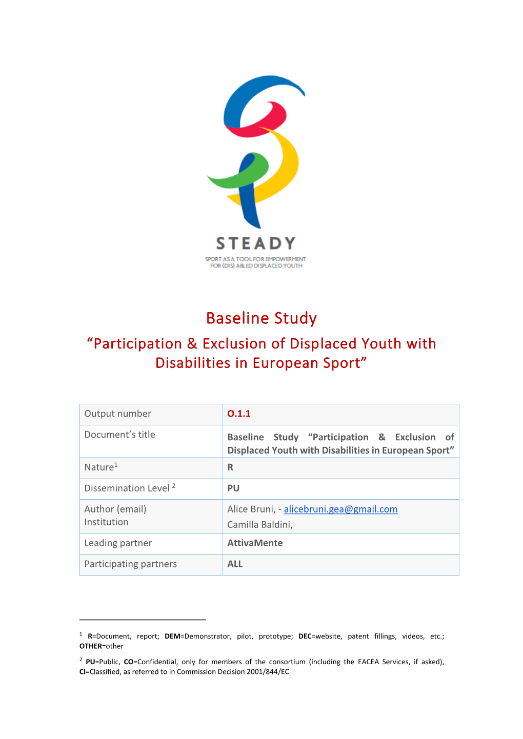 Baseline Study “Participation & Exclusion of Displaced Youth with Disabilities in European Sport”