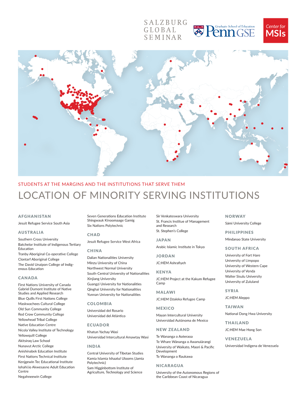 Location of Minority Serving Institutions